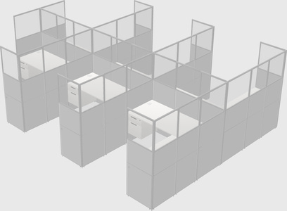 Shared l-shaped cubicle