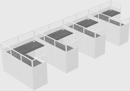 Shared l-shaped cubicle