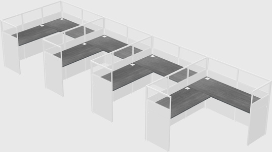 Shared l-shaped cubicle