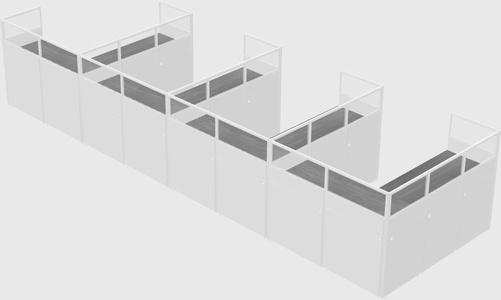 Shared l-shaped cubicle