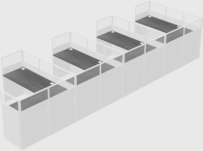 Shared l-shaped cubicle