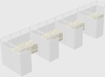 Shared l-shaped cubicle