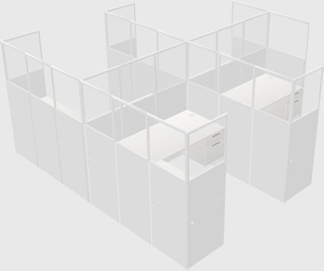 Shared l-shaped cubicle