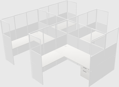 Shared l-shaped cubicle