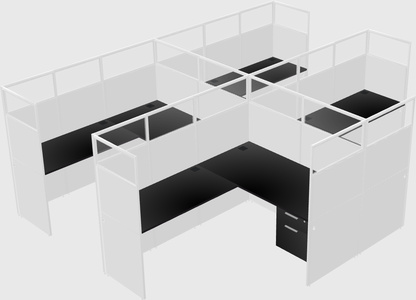 Shared l-shaped cubicle