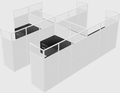Shared l-shaped cubicle