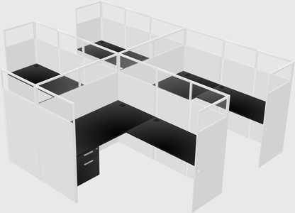 Shared l-shaped cubicle