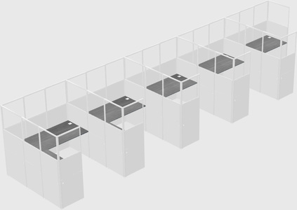 Shared l-shaped cubicle