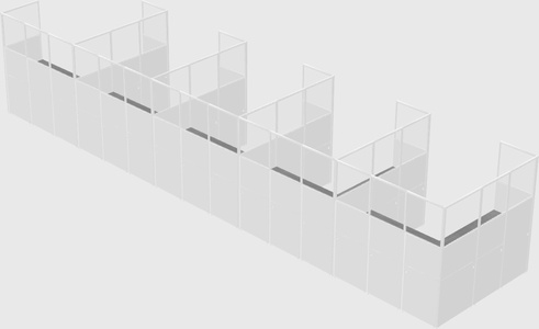 Shared l-shaped cubicle
