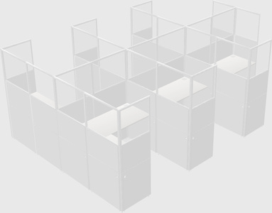 Shared l-shaped cubicle