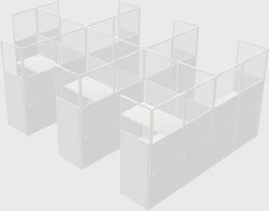 Shared l-shaped cubicle