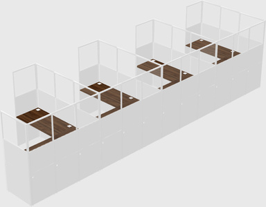 Shared l-shaped cubicle