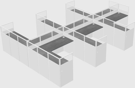 Shared l-shaped cubicle