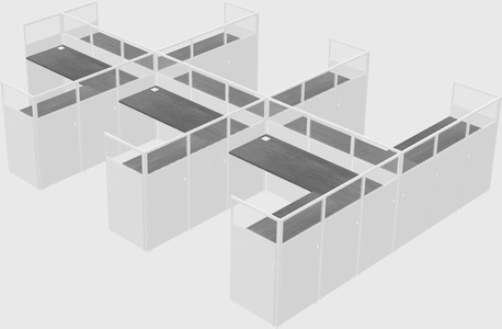 Shared l-shaped cubicle