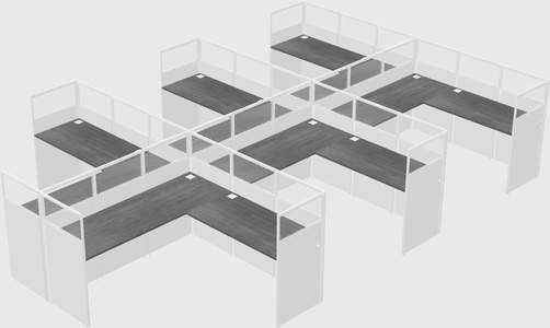 Shared l-shaped cubicle