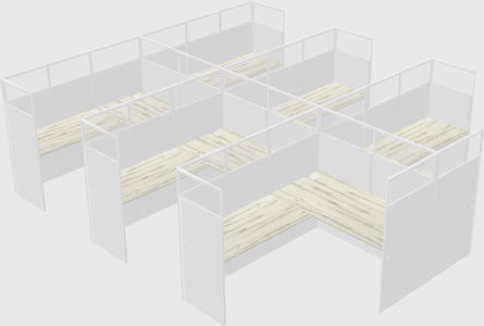Shared l-shaped cubicle