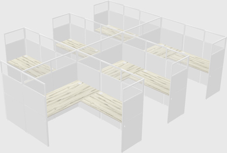 Shared l-shaped cubicle