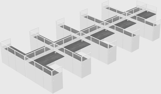 Shared l-shaped cubicle
