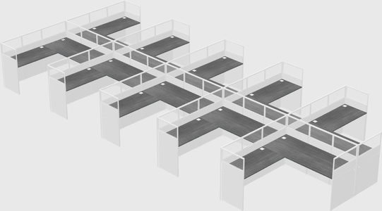 Shared l-shaped cubicle