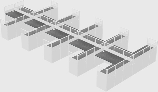 Shared l-shaped cubicle