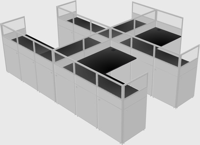 Shared l-shaped cubicle