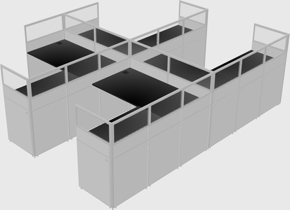 Shared l-shaped cubicle