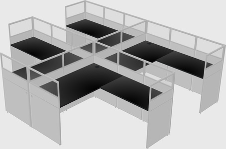 Shared l-shaped cubicle