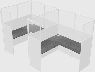 Shared l-shaped cubicle