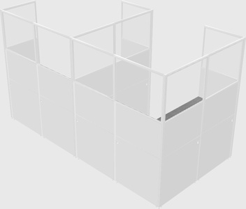 Shared l-shaped cubicle