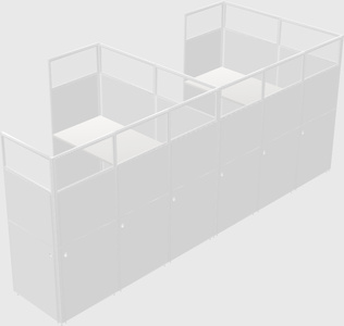 Shared l-shaped cubicle