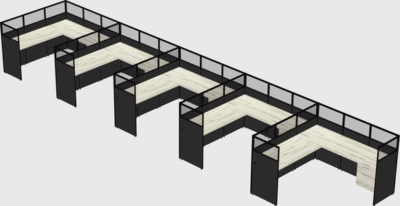 Shared l-shaped cubicle