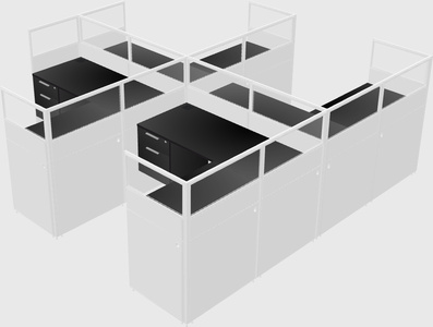 Shared l-shaped cubicle