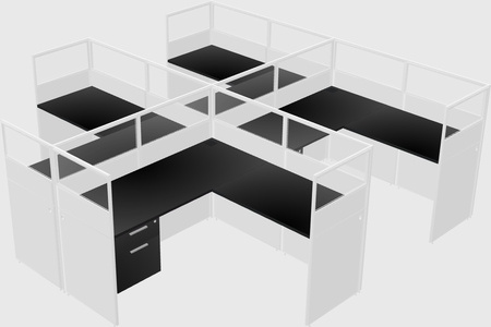 Shared l-shaped cubicle