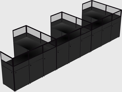 Shared l-shaped cubicle