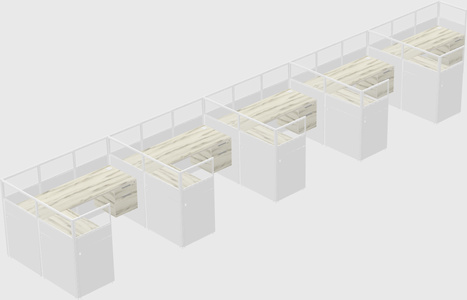 Shared l-shaped cubicle