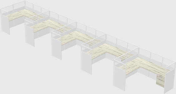 Shared l-shaped cubicle