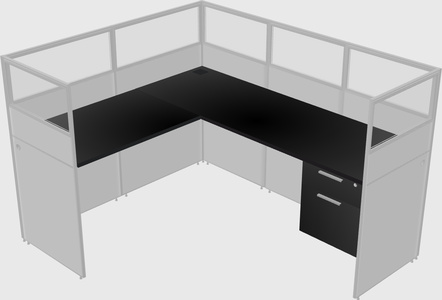 Shared l-shaped cubicle