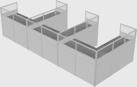 Shared l-shaped cubicle