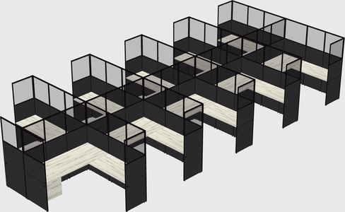 Shared l-shaped cubicle