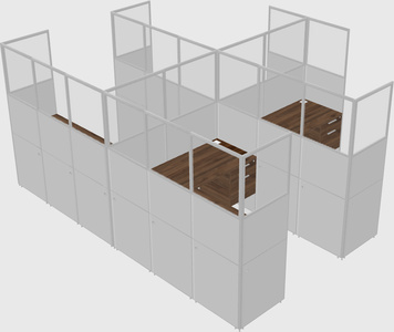 Shared l-shaped cubicle
