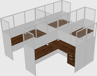 Shared l-shaped cubicle