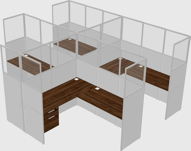 Shared l-shaped cubicle