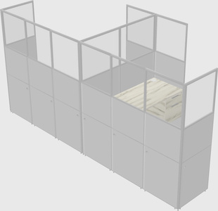 Shared l-shaped cubicle
