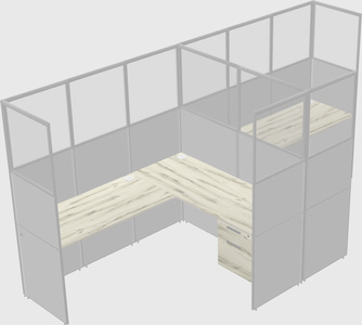 Shared l-shaped cubicle