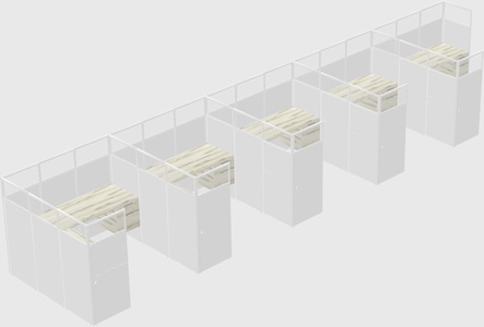 Shared l-shaped cubicle