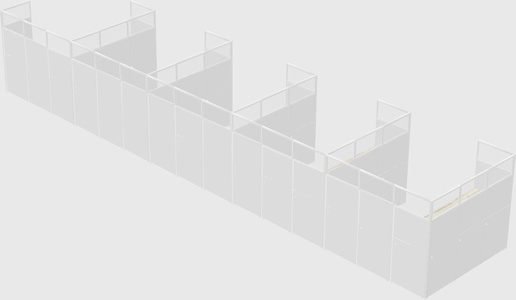 Shared l-shaped cubicle