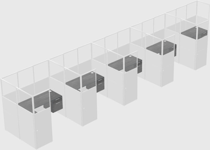 Shared l-shaped cubicle