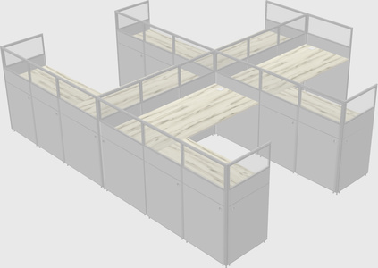 Shared l-shaped cubicle