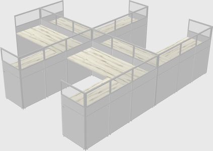 Shared l-shaped cubicle