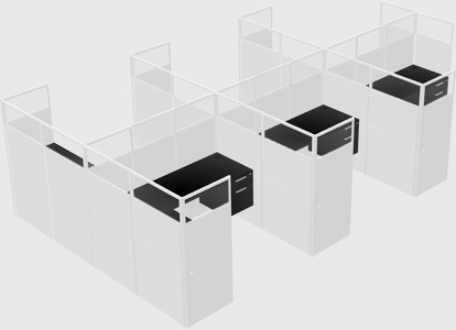 Shared l-shaped cubicle